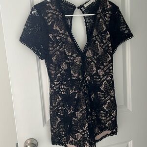 Open back lace romper